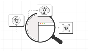 Looking at results of accessibility, API, and Visual tests.